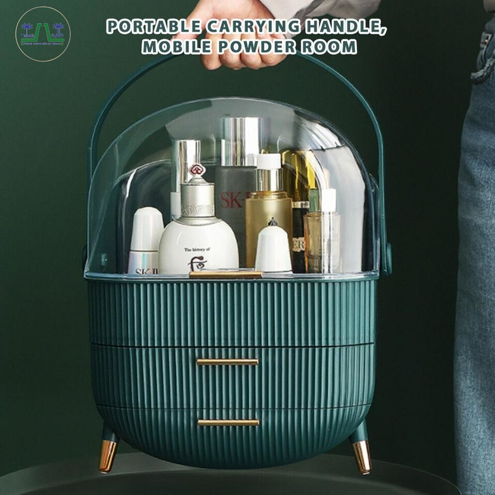 Luxury Portable Cosmetic Organizer Box with Lid & Drawers