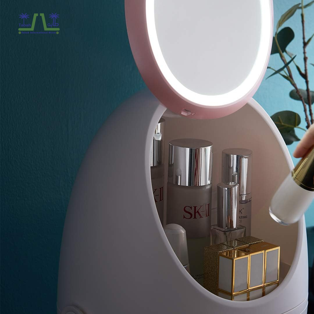 Oval Mirror Cosmetic Storage Organizer