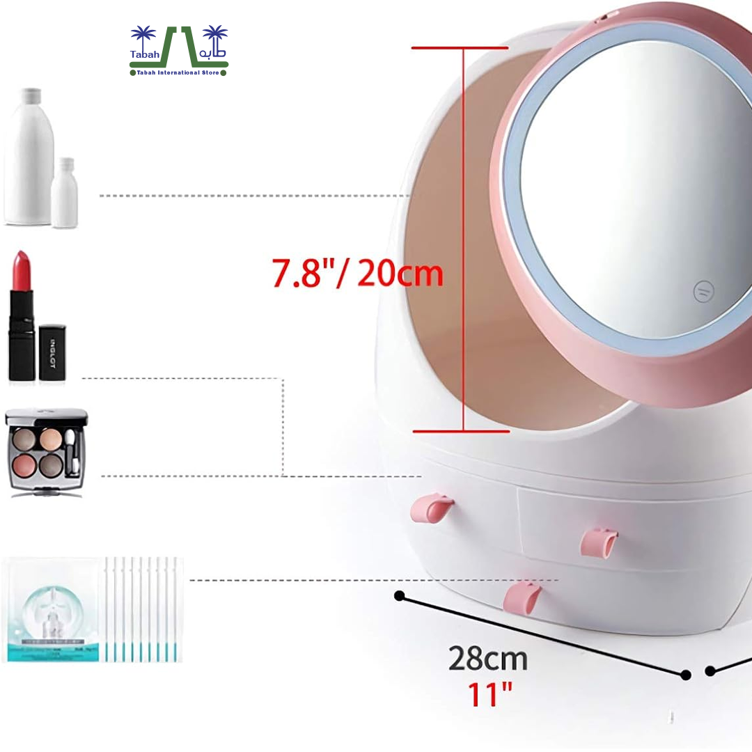 Oval Mirror Cosmetic Storage Organizer