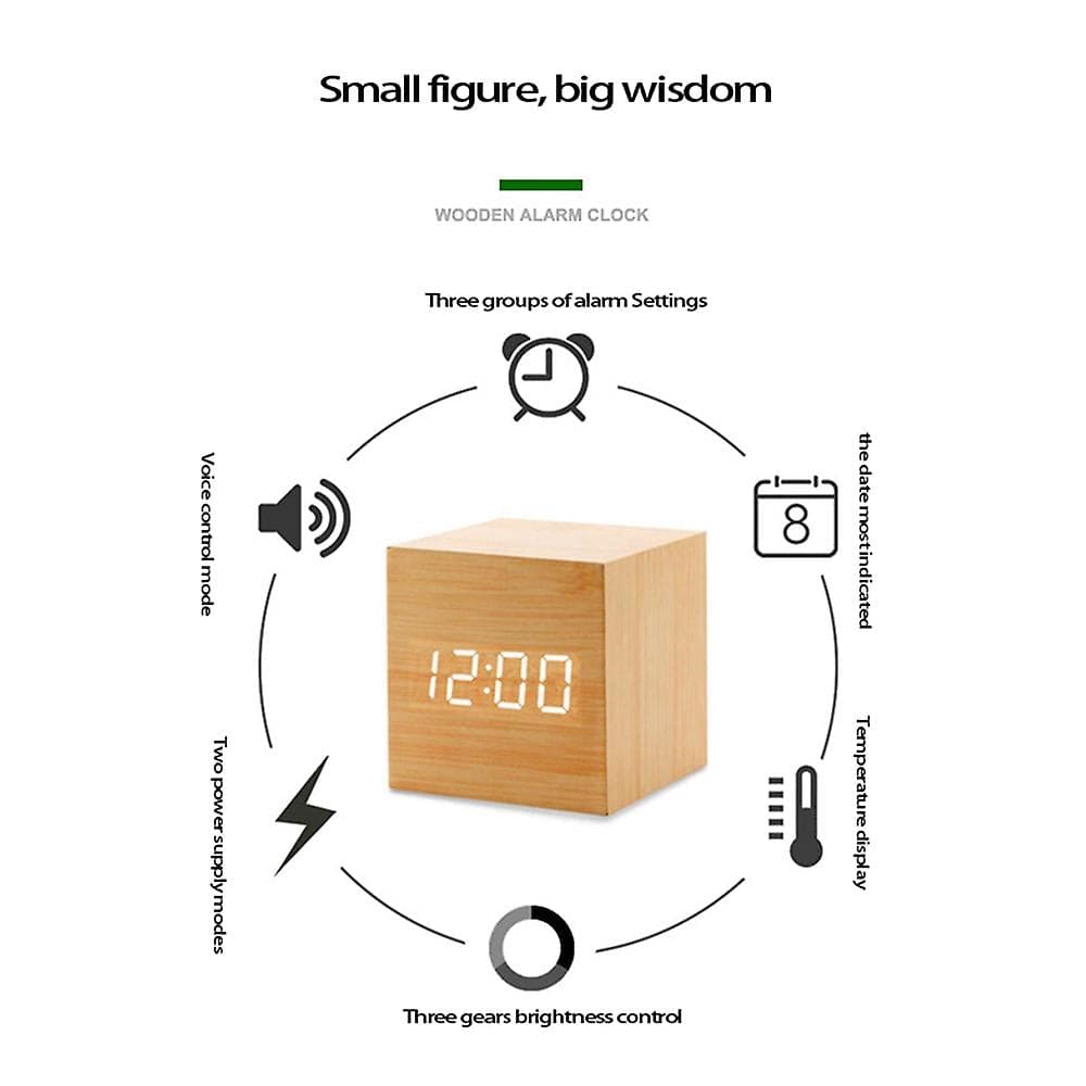Wooden Led Smart Alarm Clock