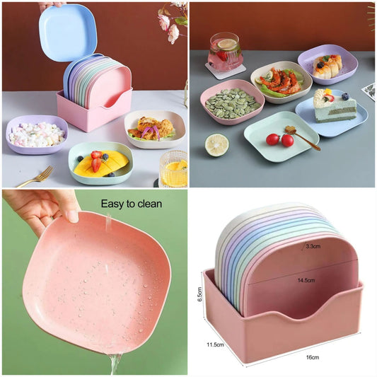 10-Pcs Plate Set with Holder